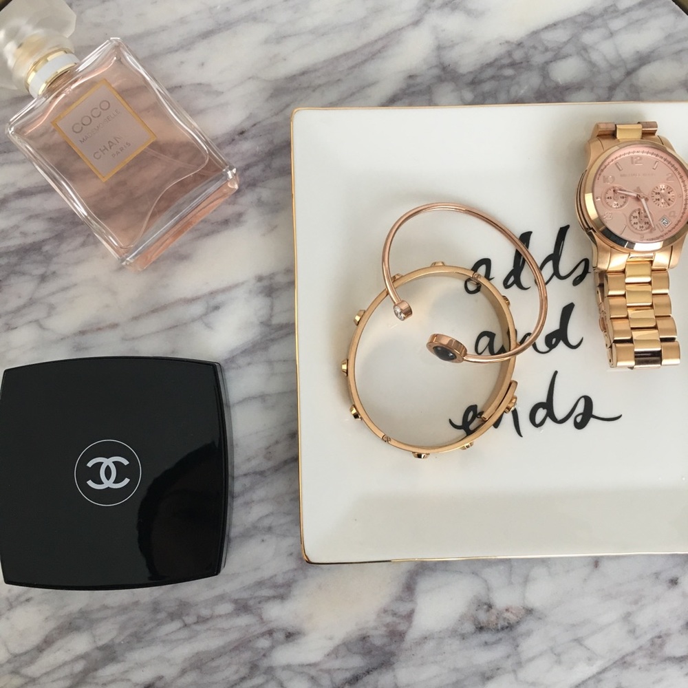 Michael Kors rose gold bangle with mother of pearl